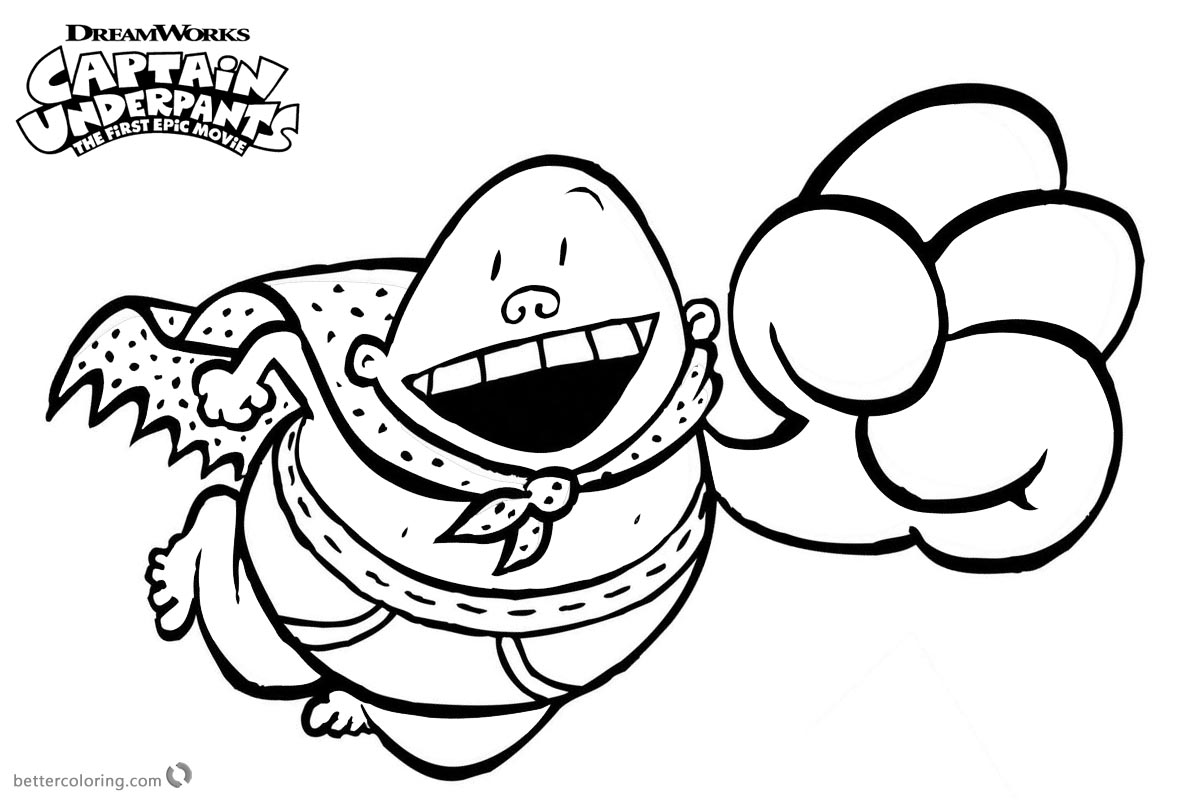 1200x800 Captain Underpants Coloring Pages Flying With Big Smile