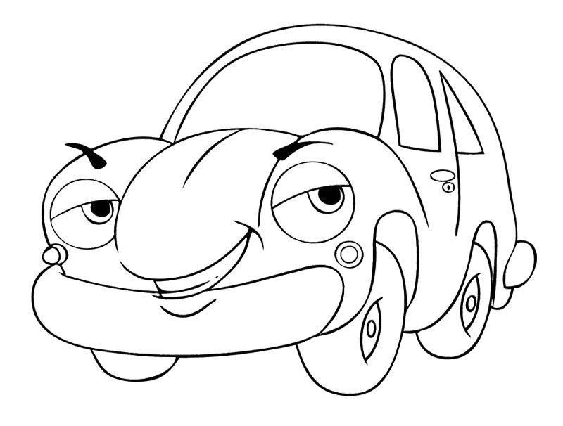 800x606 Cartoon Car Smile Coloring Page Kids Coloring Pages