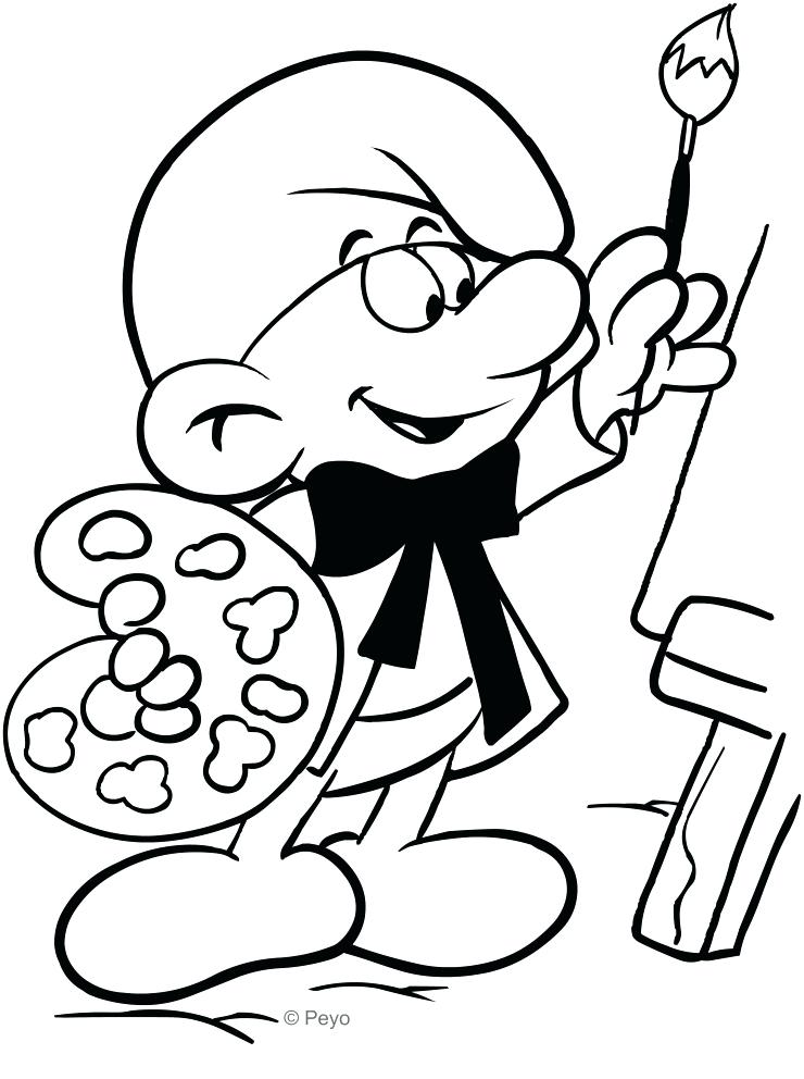 740x992 Smurf Coloring Pages Painter Smurf Coloring Page Papa Smurf