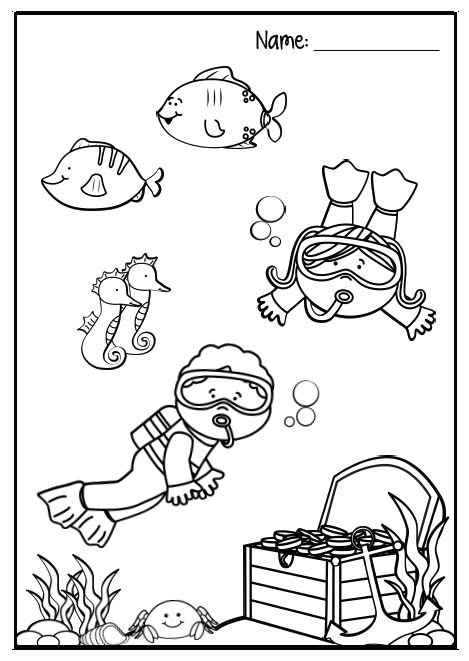 Snorkeling Coloring Pages