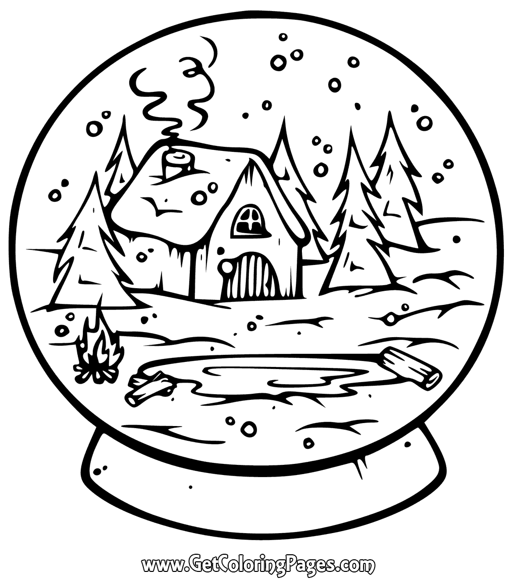 1024x1149 Printable Snow Globe Coloring Page