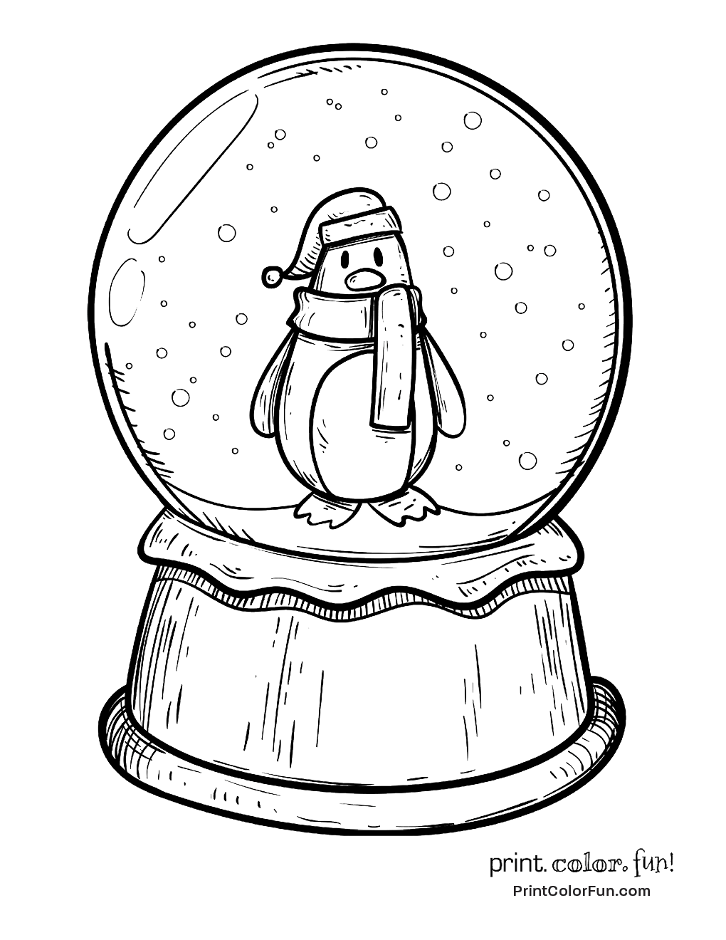 1020x1320 Snow Globe Coloring Page Christmas Snow Globe With Penguin