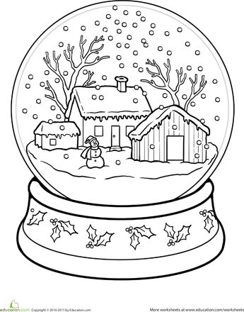 345x440 Snow Globe Coloring Pages Snow Globe Coloring Page Snow Globe