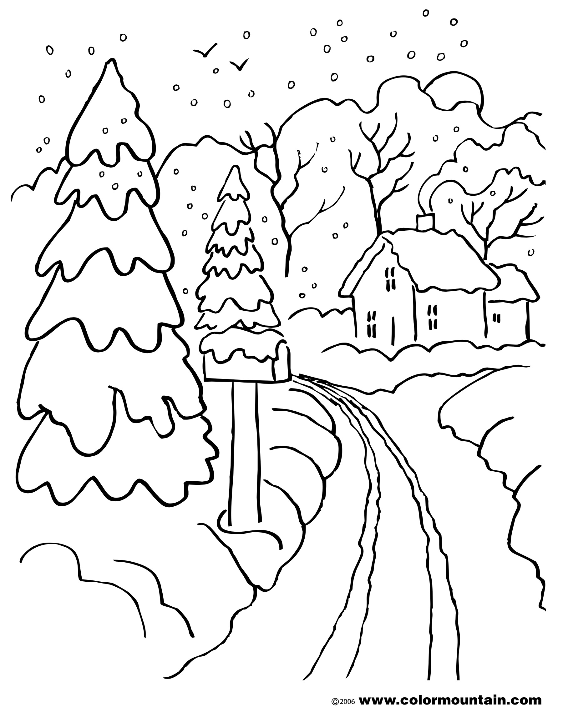 1800x2294 Confidential Winter Scene Coloring Page Excellent Ds With Snow