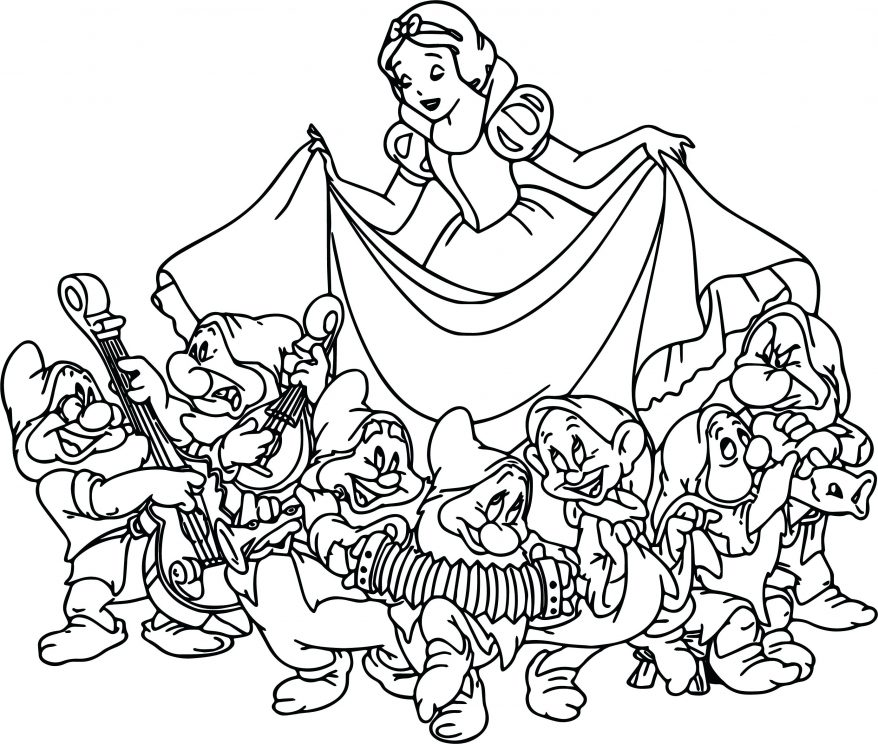 878x744 Snow White The Seven Dwarfs Coloring Page Mesmerizing Pages