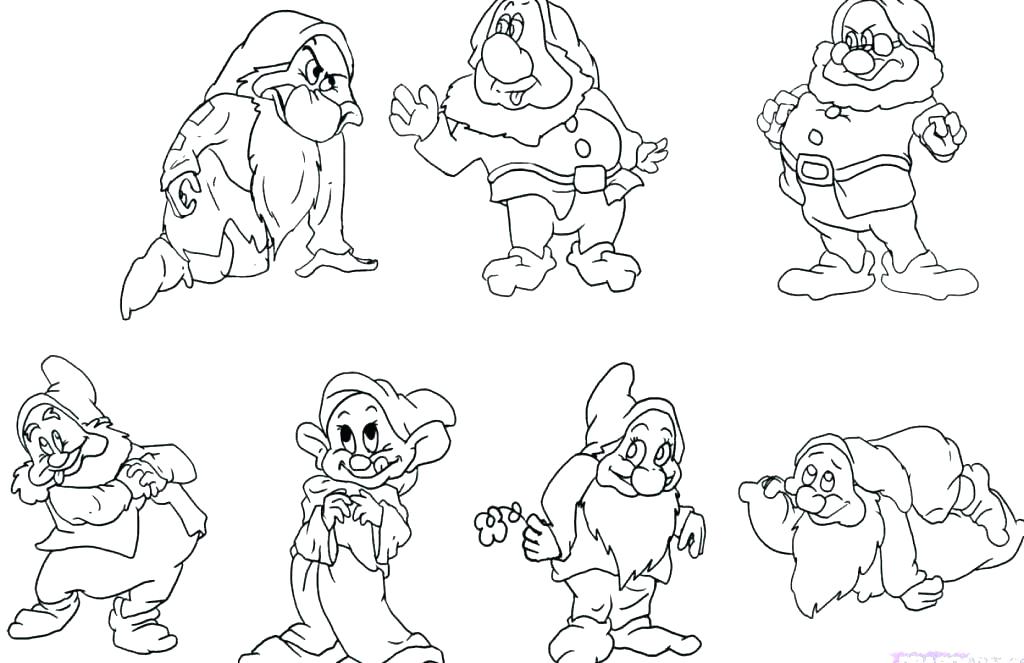 1024x663 7 Dwarfs Coloring Pages 7 Dwarfs Coloring Pages Snow White
