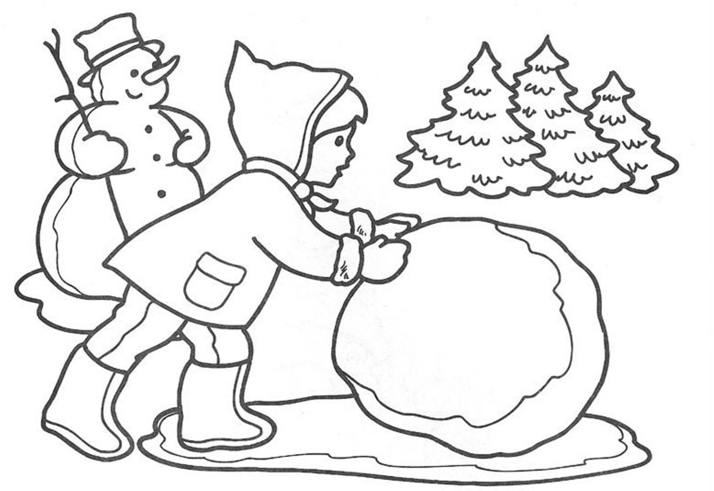 1463x1006 Making Snowball Winter Coloring Pages For Kids Winter Coloring