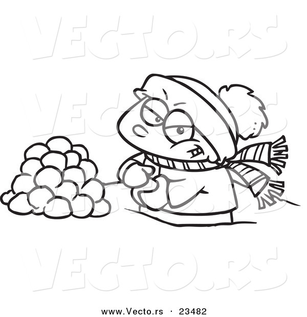 600x620 Cartoon Vector Of Cartoon Boy Making Snowballs For A Fight