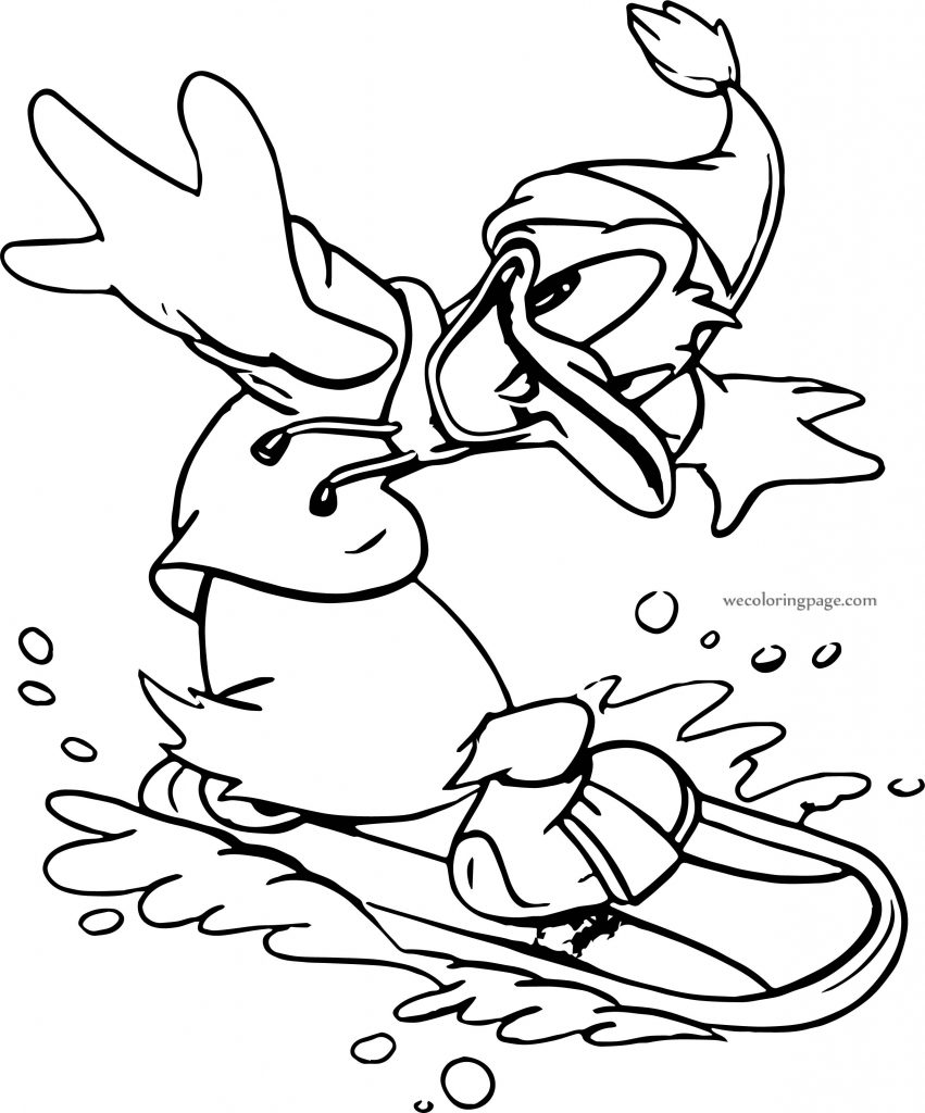 851x1024 Donald Duck Snowboarding Coloring Page Wecoloringpage