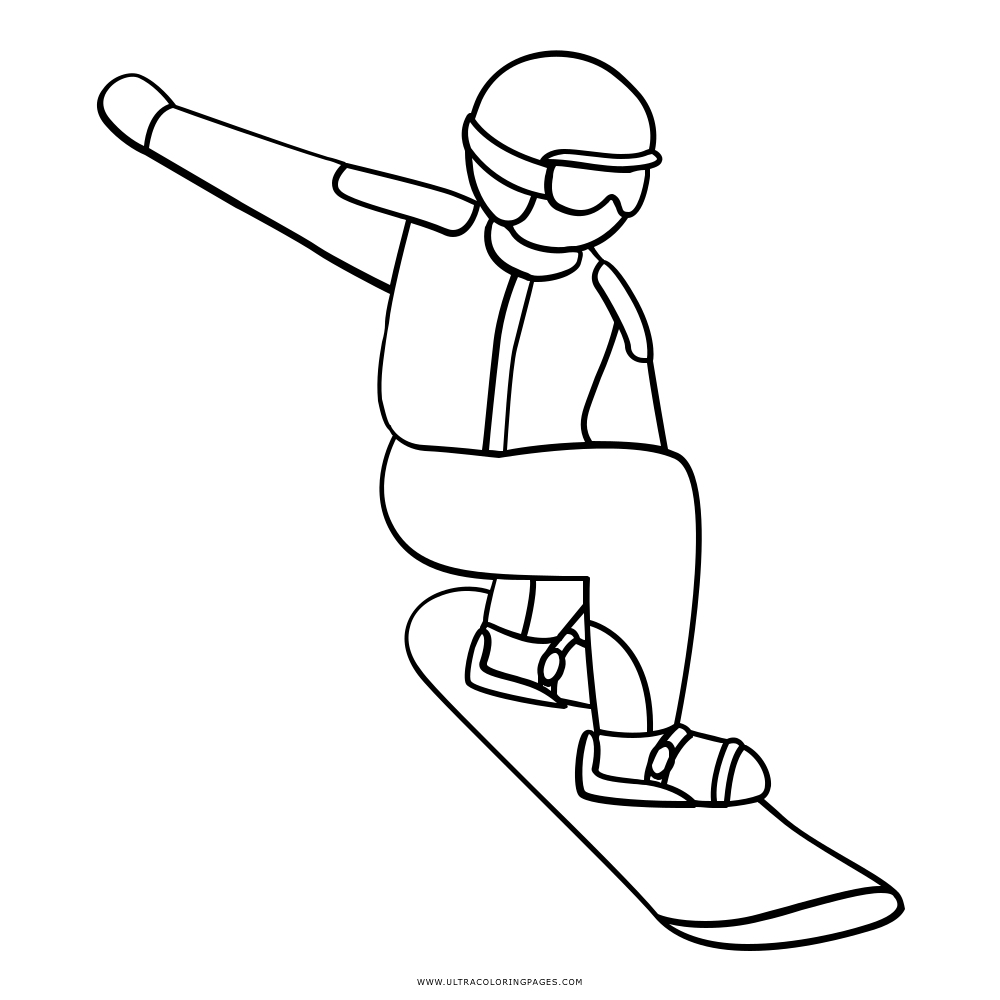 1000x1000 Snowboarding Coloring Page