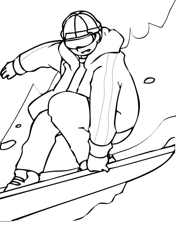 600x776 A Guy Playing Snowboard On Winter Coloring Page