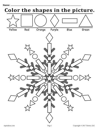 425x550 Free Snowflake Shapes Worksheet Amp Coloring Page! Shapes