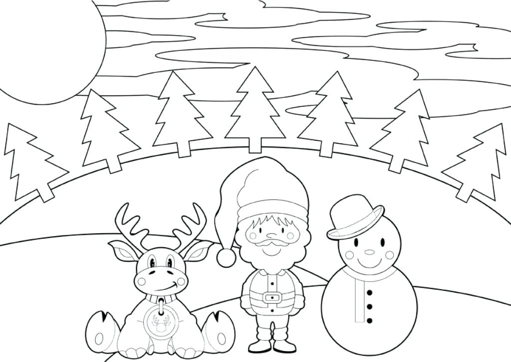 1024x725 Christmas Coloring Pages Snowman Reindeer And Snowman Coloring