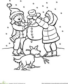236x290 Children Playing Snow In Winter Coloring Page Winter