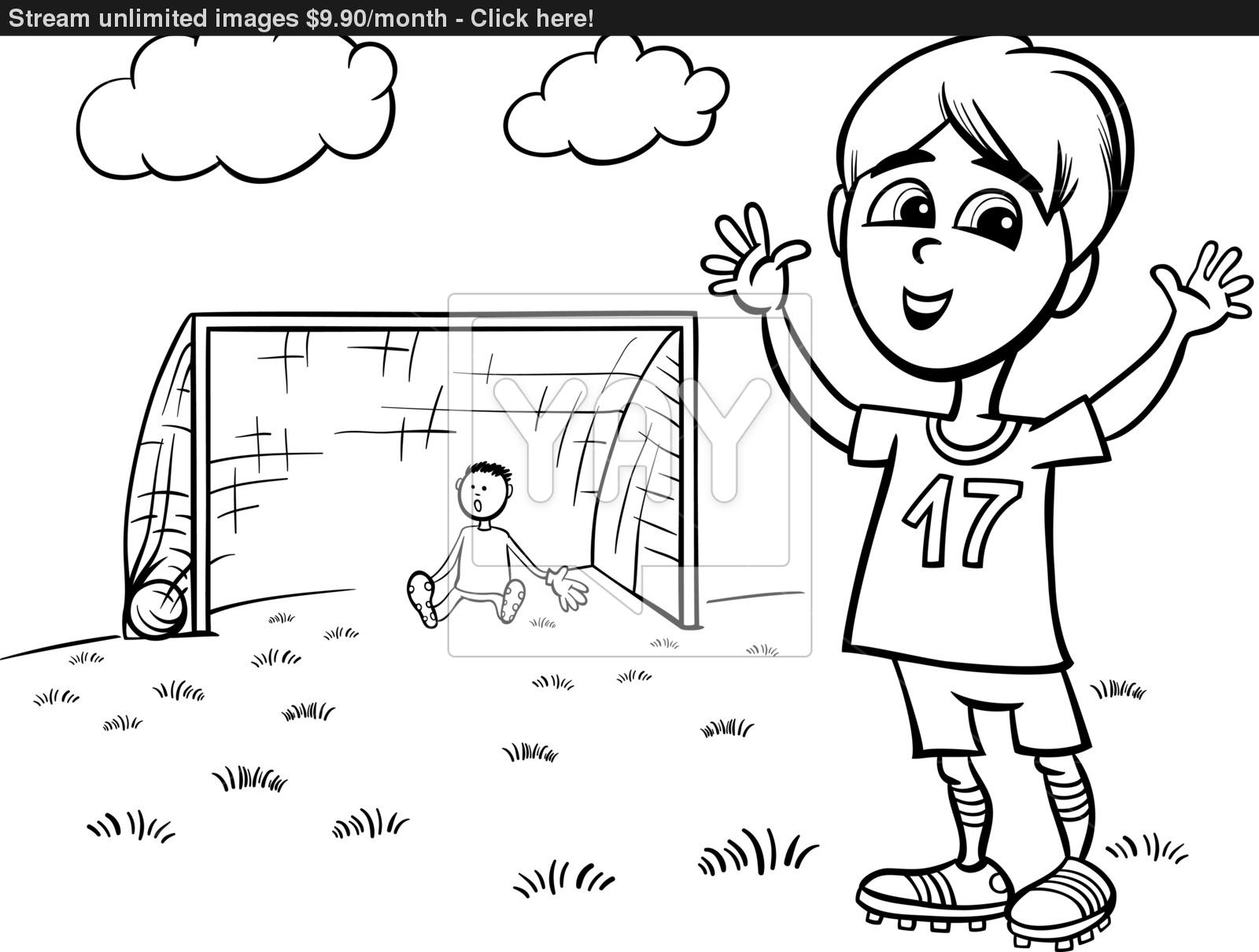 1600x1211 Boy Playing Soccer Coloring Page Vector
