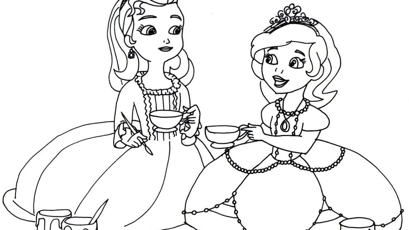 1366x768 Printable Sofia The First Coloring Sheets Free Pages Cartoons