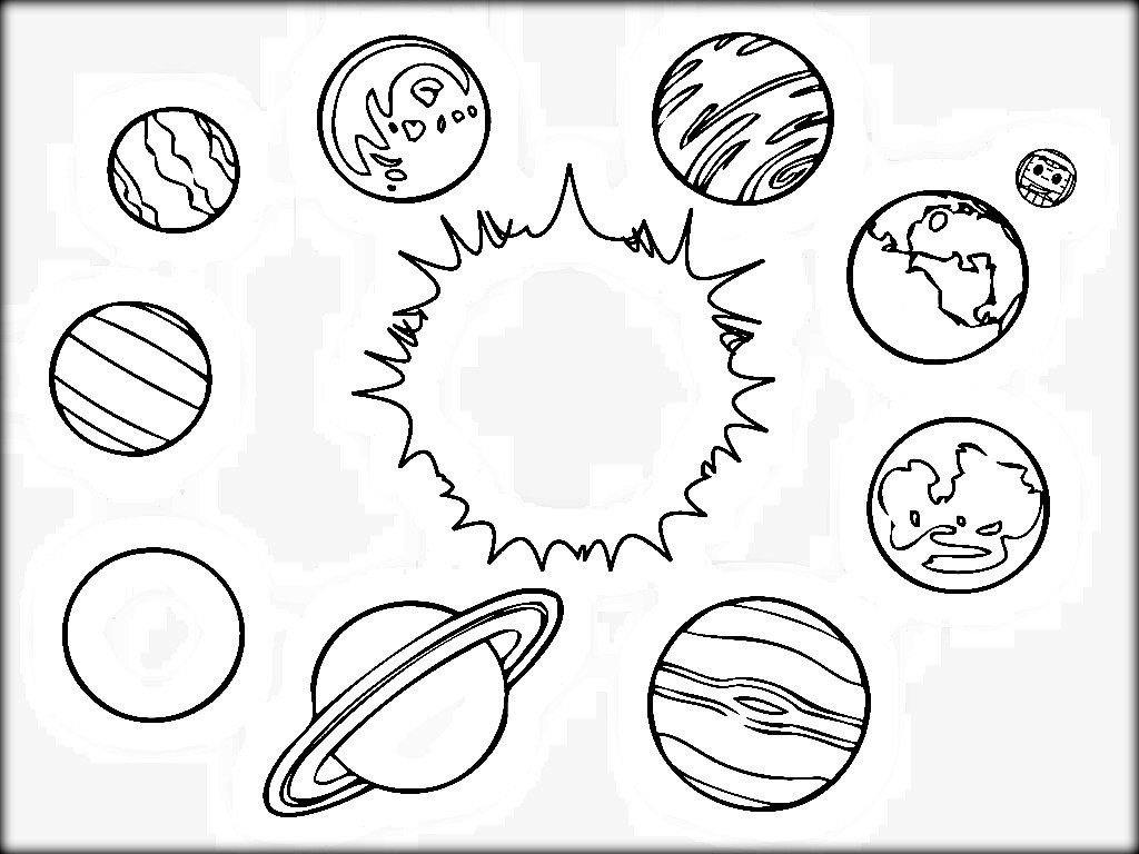 1024x768 Space Solar System Planets Coloring Pages For Kids Printable