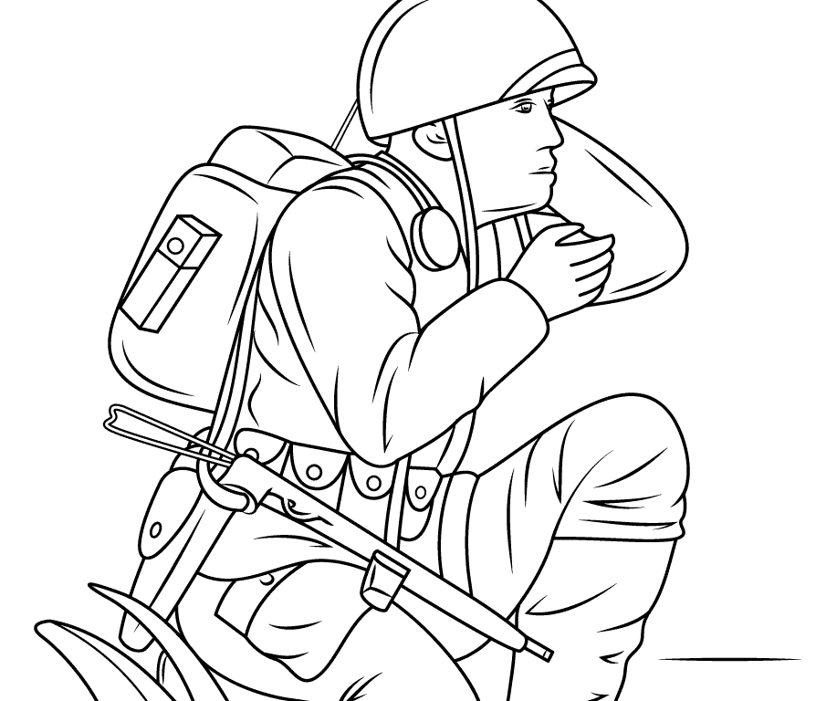 894x768 Soldier Army Coloring Pages Picture Free Printable World War 2