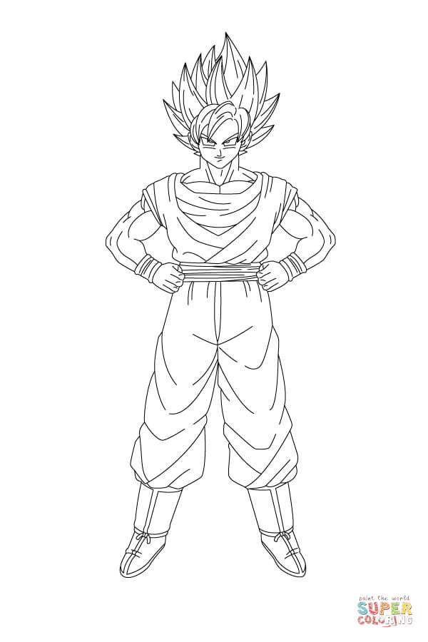 600x900 Son Goku Cartoon Coloring Page Download(4)