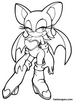 250x338 Printable Sonic The Hedgehog Rouge Coloring Pages For Girls