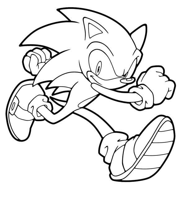 600x635 Sonic The Hedgehog Running Coloring Pages