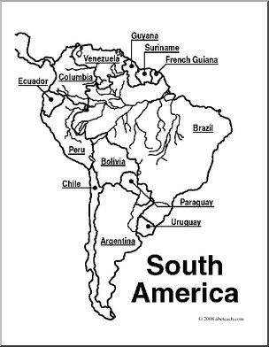 304x392 Clip Art South America Map (Coloring Page) Labeled I