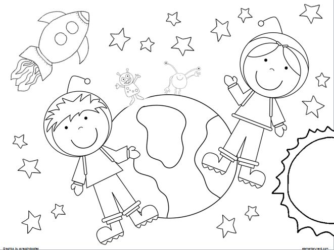 661x496 Space Coloring Pages