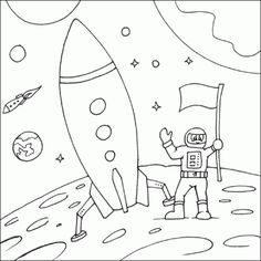 236x236 Free Space Rocket And Planets Coloring Page For Kids Printable