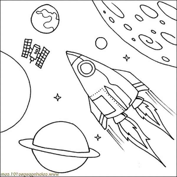 600x600 Satellite Spaceship Coloring Page