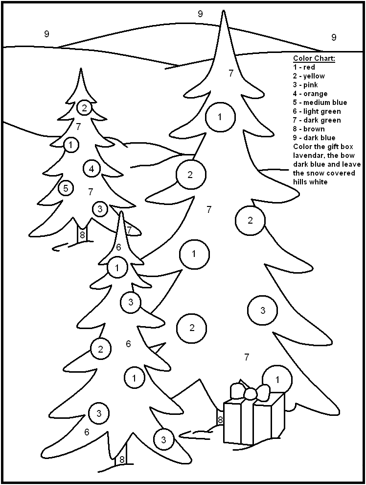 748x989 Christmas Trees Color By Number