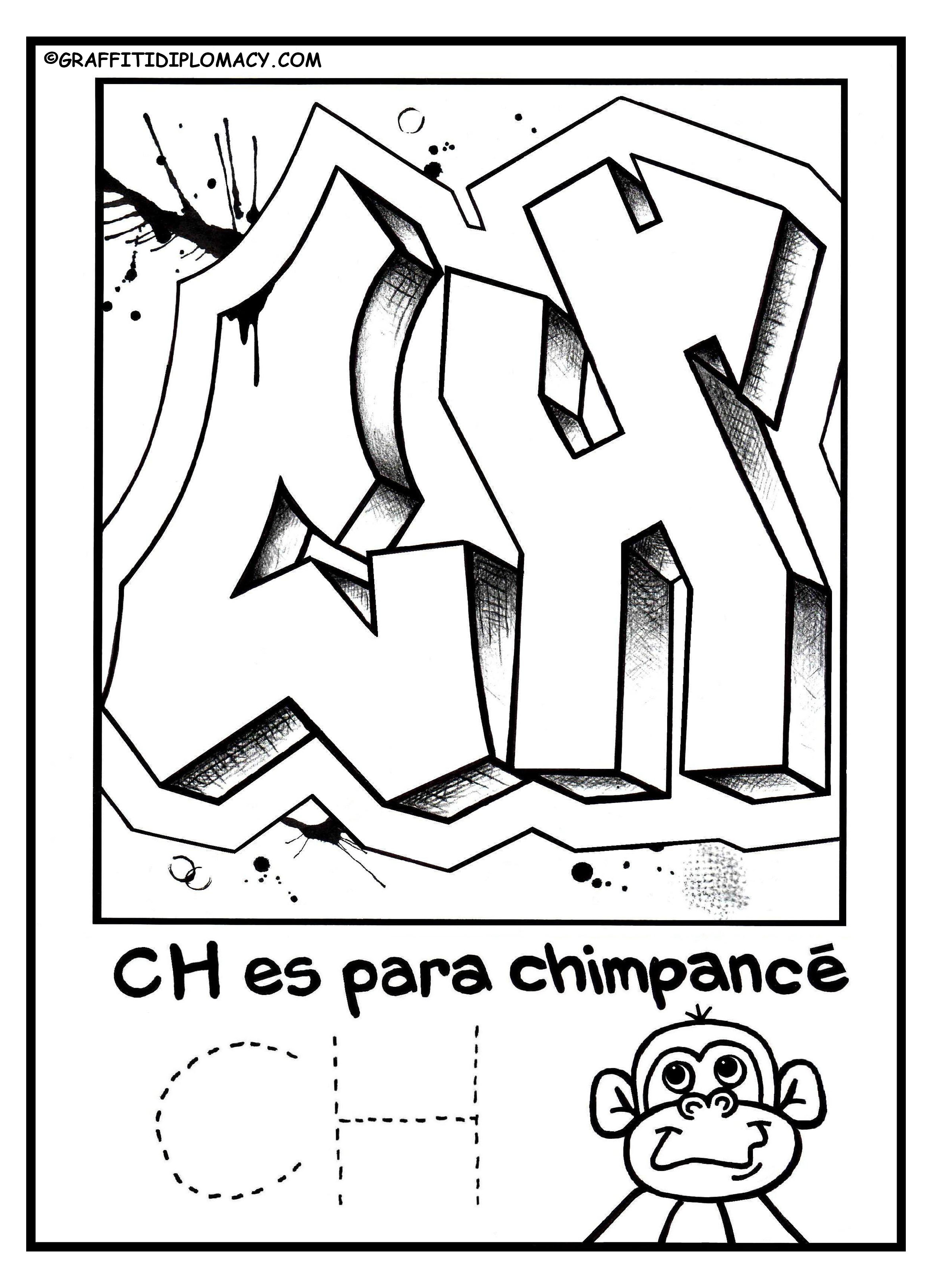 2348x3245 Fun To Color Graffiti Letters To Help Kids Learn The Spanish