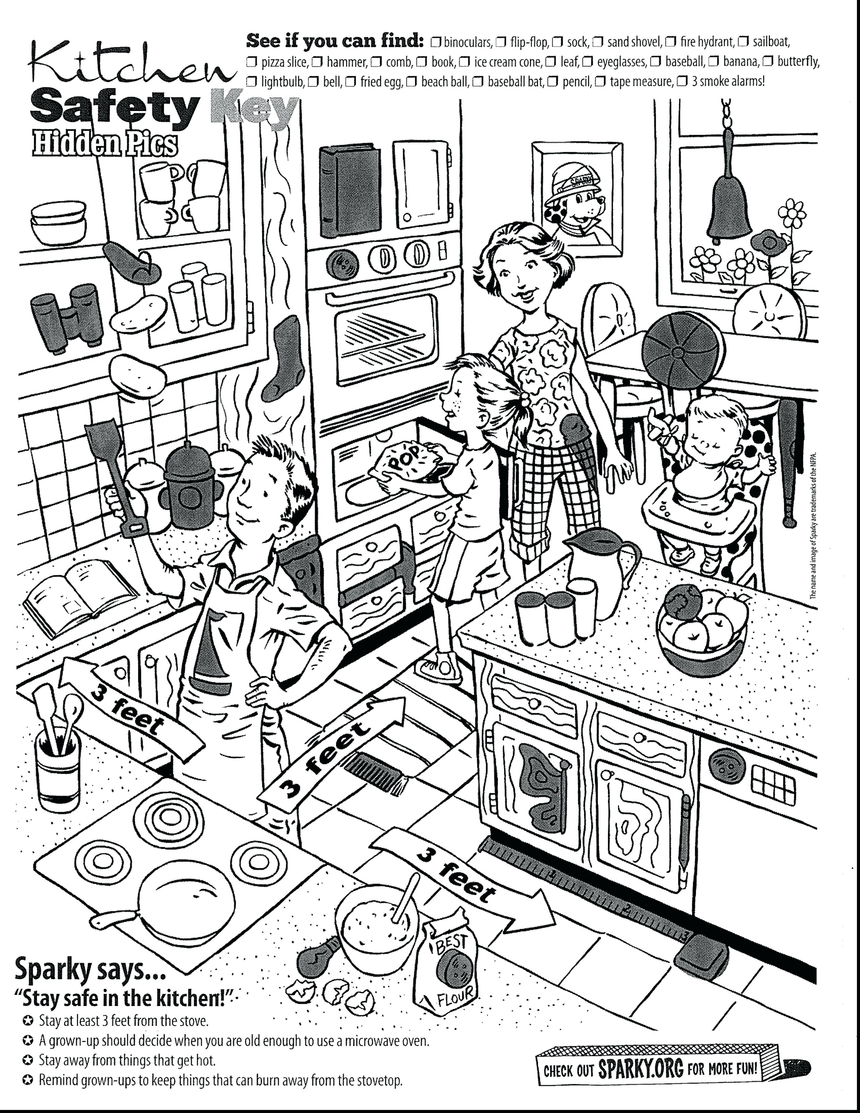 2805x3630 Printable Fire Safety Coloring Pages Spectacular Kitchen For Kids