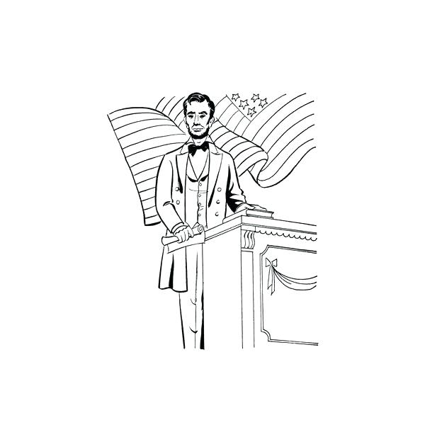 600x600 Abraham Lincoln Coloring Pages Coloring Sheets Giving Speech Abe