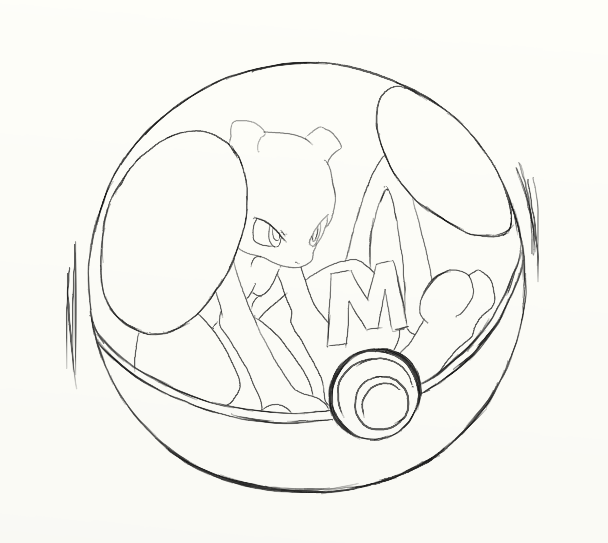 608x543 Mewtwo Master Ball 2 Lineart By Midnightcharizard, Pokemon Ball