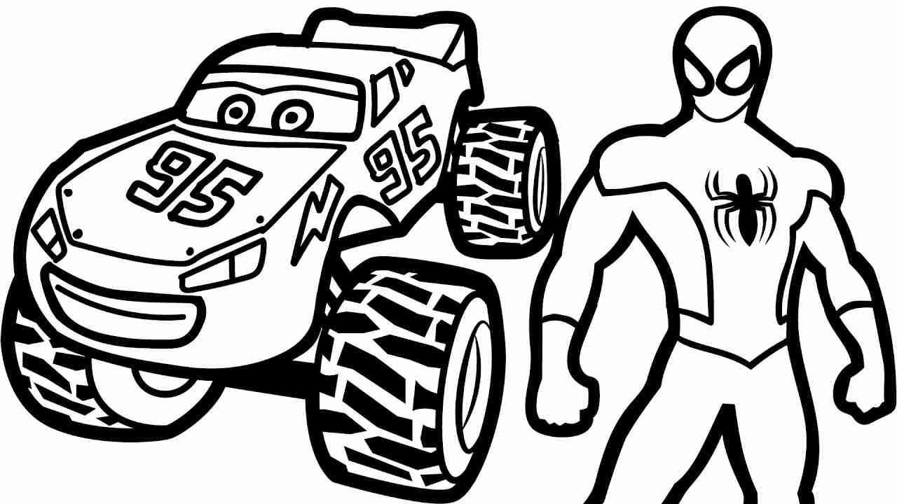 1280x720 Lightning Mcqueen Coloring Pages With Spiderman And Also Mcqeen