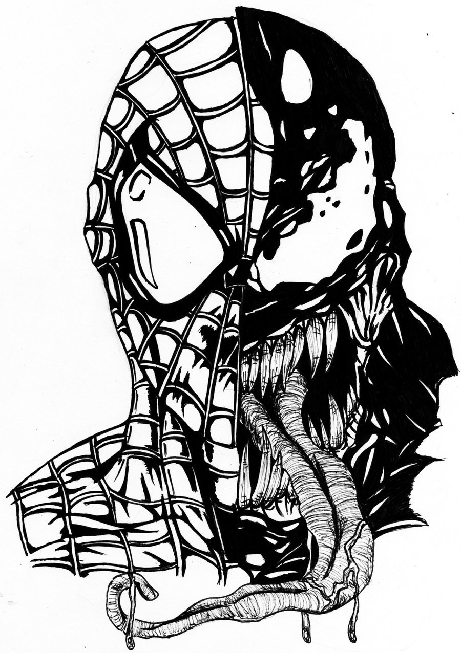 900x1276 Spiderman And Venom Face Coloring Pages