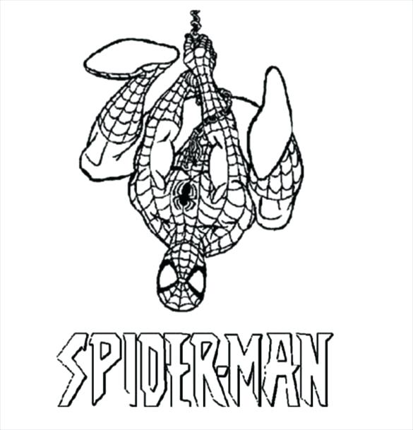 585x609 Spiderman Logo Coloring Pages Reverse Hanging Spider Man Coloring