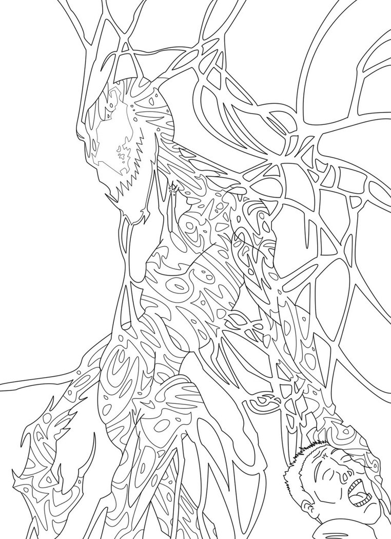 762x1049 Drawn Spiderman Carnage Coloring Page