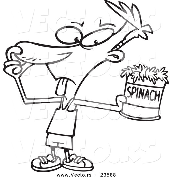 600x620 Vector Of A Cartoon Guy Avoiding Spinach