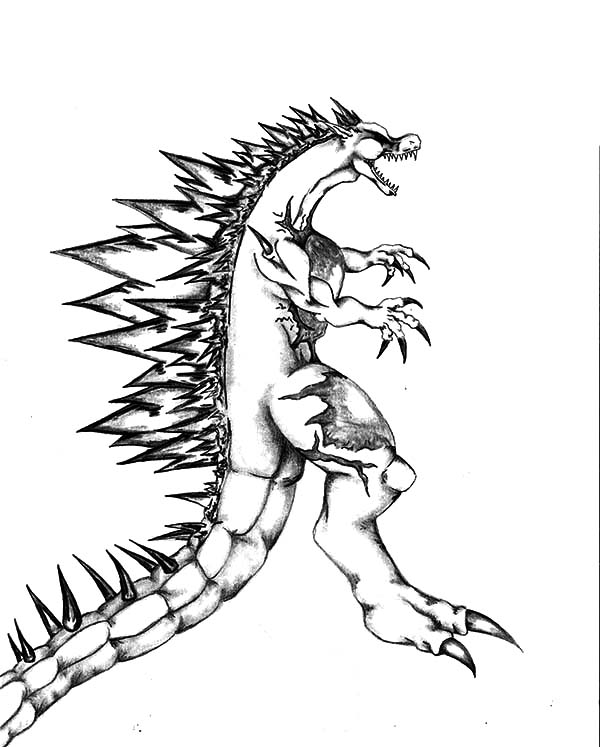 600x747 Godzilla Sharp Spine Coloring Pages Color Luna
