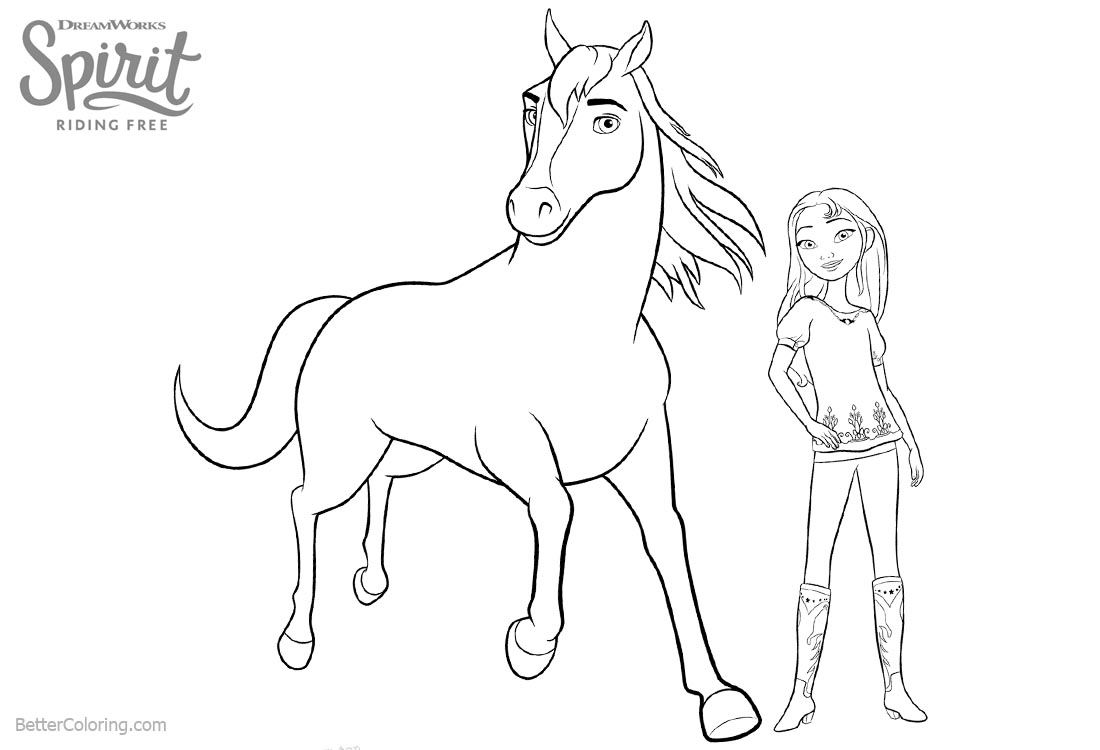 1100x750 Lucky From Spirit Riding Free Coloring Pages With Horse