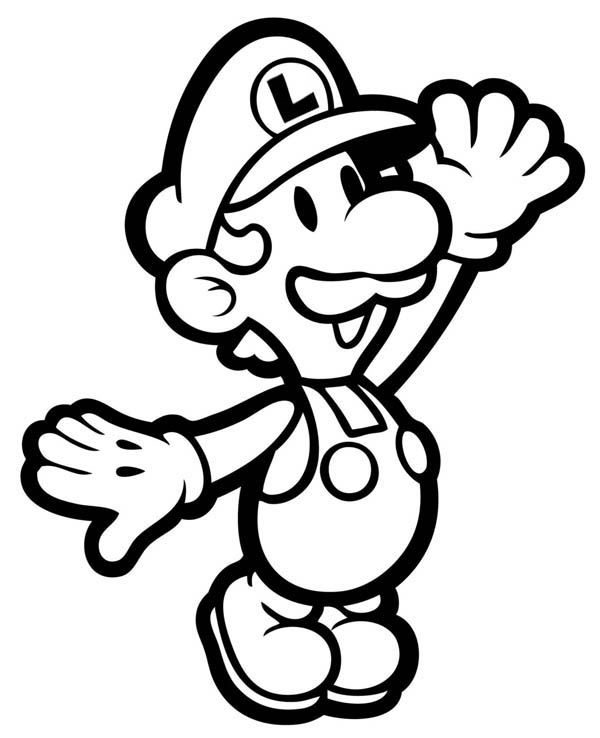 600x738 Mario Little Brother Luigi In Mario Brothers Coloring Page Color
