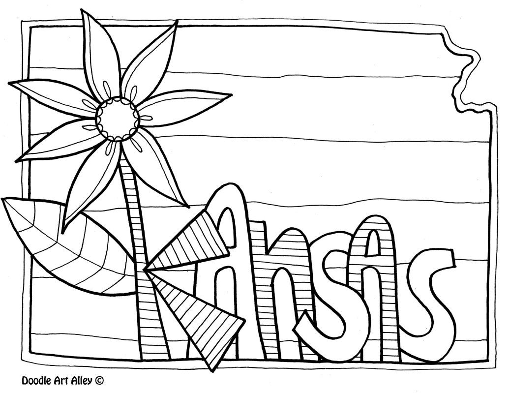 1035x799 Awesome Kansas Coloring Page By Doodle Art Alley Free Coloring