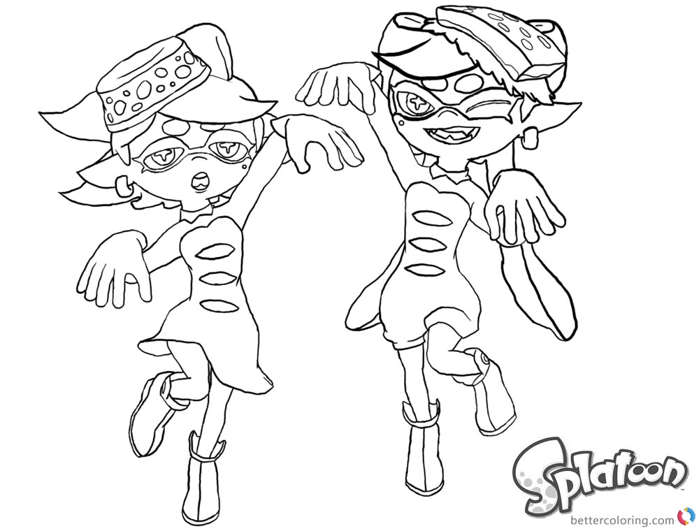 1000x760 Splatoon Coloring Pages Lovely Callie And Marie Lineart