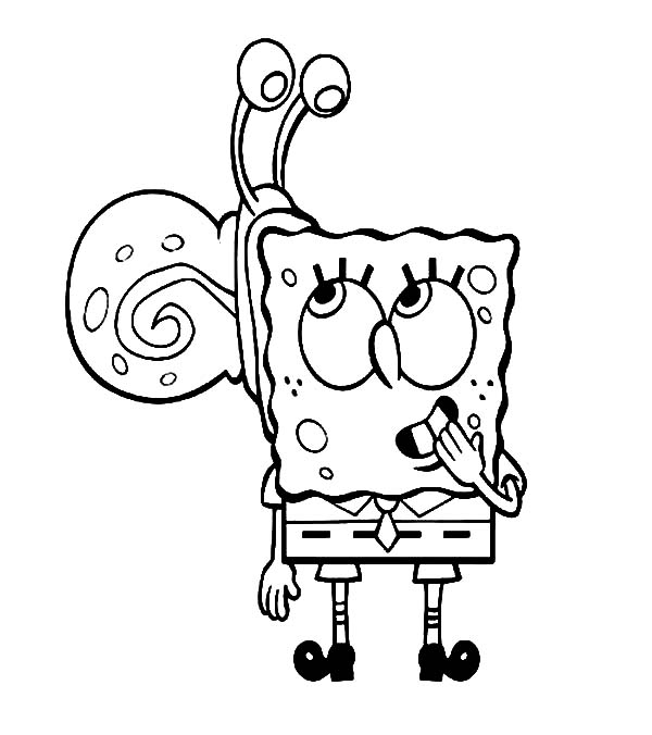 600x676 Gary The Snail Climb On Spongebob Head Coloring Pages Color Luna