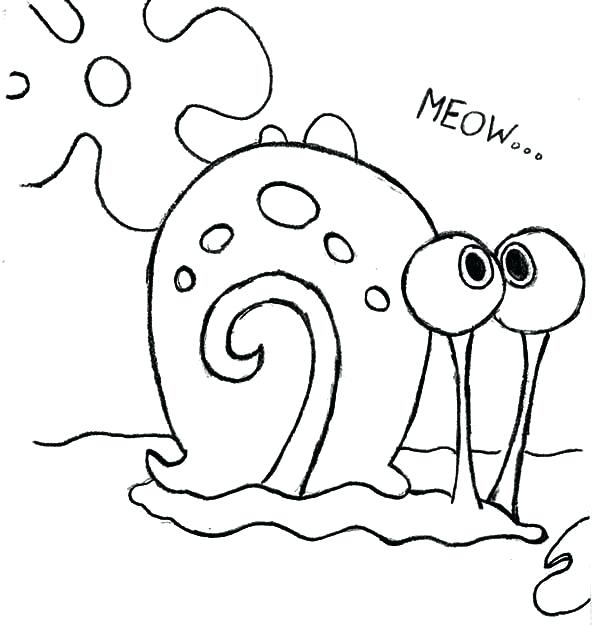600x625 Spongebob And Gary Coloring Pages The Snail Walking At Bikini