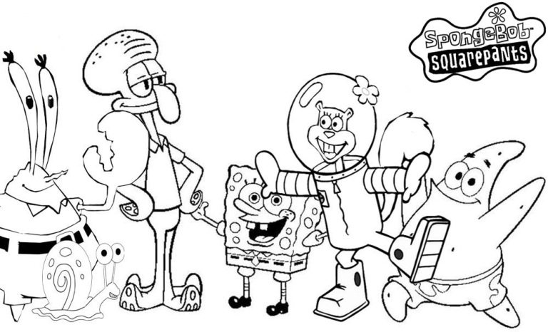 768x466 Spongebob Characters Coloring Pages Spongebob All Characters