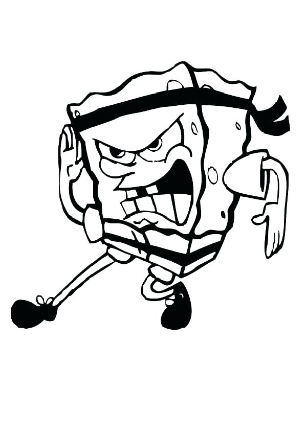 600x849 Coloring Page Doing A Karate Chop Coloring Page Kids Spongebob