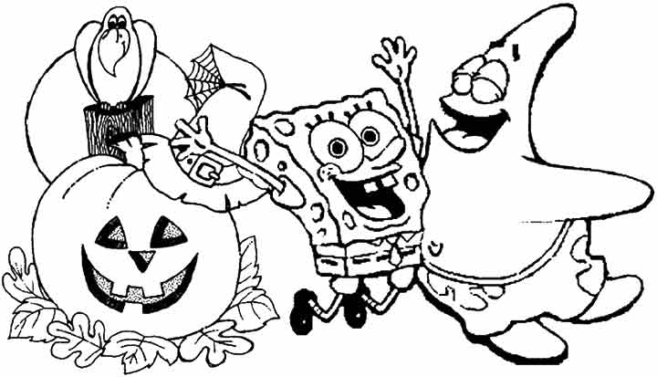 720x413 Spongebob Halloween Coloring Pages Throughout Inspirations 8