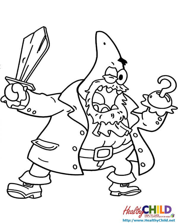 600x750 Patrick Being A Pirate Spongebob Coloring Pages